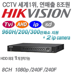 [HD-TVi 2M/3M AHD] DS-7208HUHI-F1/N [+2IP TVi3.0 리얼타임]
