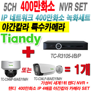 [IP-4M] TCR3105I/B/P 5CH + 텐디 400만화소 4배줌 슈퍼야간칼라 IP카메라 1개 SET