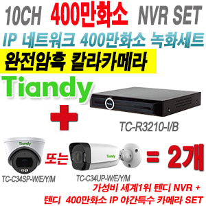 [IP-4M] TCR3210I/B 10CH + 텐디 400만 완전암흑 칼라 IP카메라 2개 SET